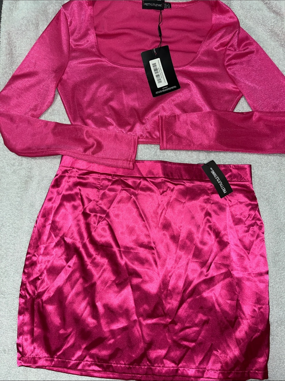 PrettyLittleThing Fuchsia Satin set